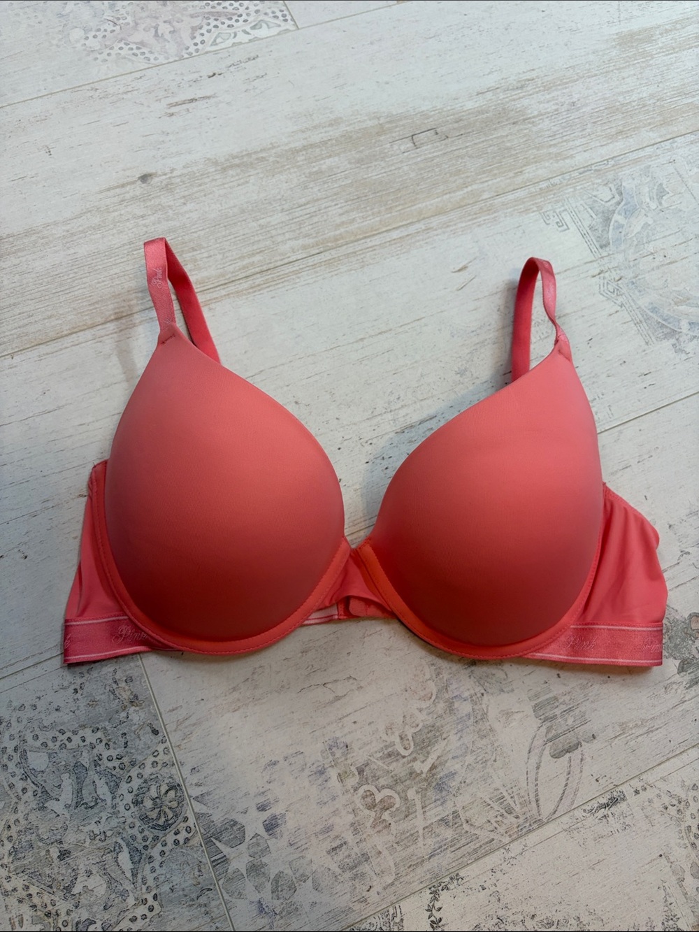 Pink Victoria’s Secret Coral Wear Everywhere Push-up Bra 36D